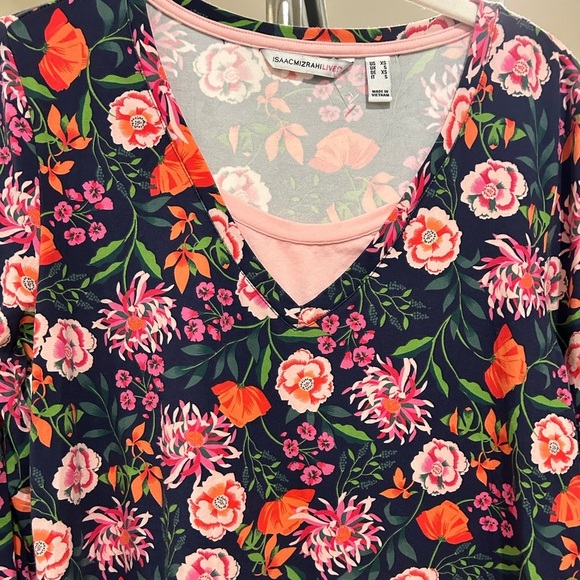 Isaac Mizrahi Live Floral Twofer Top - Picture 8 of 8